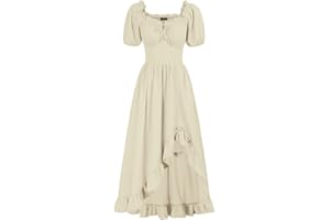 Scarlet Darkness Renaissance Dress Women Cottagecore Corset Dress Ruffle Maxi Dress with Pockets