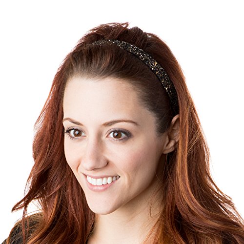 Hipsy Women's Bling Glitter Adjustable No Slip Headband Bulk Gift 10pk (Skinny Neutral 10pk)