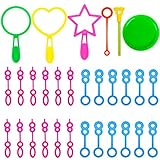 Coobey 106 Pieces Bubble Wands Mini Bubble Toys Wand Assorted Colors and Style for Summer Activity Party Favor Gift