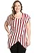 My Yuccie Women's Scoopneck Stripe Blouses Cross Tops with Overlay Hem Plus Size