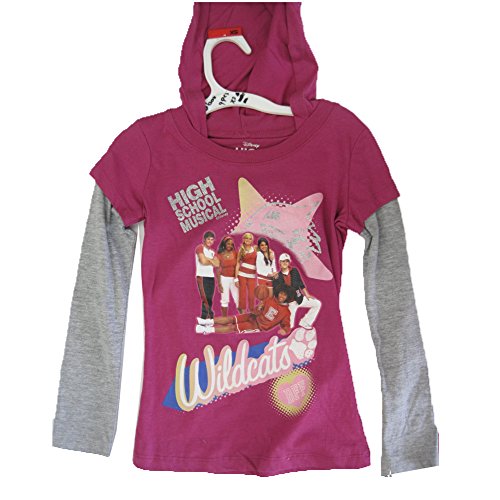 Disney Little Girls Burgundy High Scool Musical Hooded Long Sleeve T-shirt 5-6