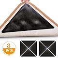 Rug Grippers for Hardwood Floors, Carpet Gripper for Area Rugs Double Sided Anti Curling Non-Slip Washable & Reusable Pads for Tile Floors, Carpets, Floor Mats, Wall, Black 8 pcs
