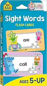 School Zone - Sight Words Flash Cards - Ages 5 and Up, Kindergarten to 1st Grade, Phonics, Beginning Reading, Sight Reading, Early-Reading Words, and More