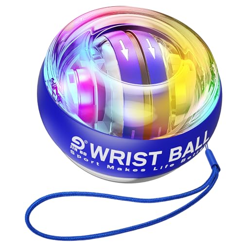 Gyro Ball Hand Exerciser With Auto-Start & LED Lights - Wrist Strengthener For Carpal Tunnel, Forearm Workout, Gamers & Athletes