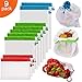 9Pcs Reusable Mesh Produce Bags, Berosy Washable Premium See-Through Lightweight Mesh Bags, for Fruit, Vegetable, Toys, Grocery, and Supermarket Shopping Storage, (2 Small, 5 Medium & 2 Large)