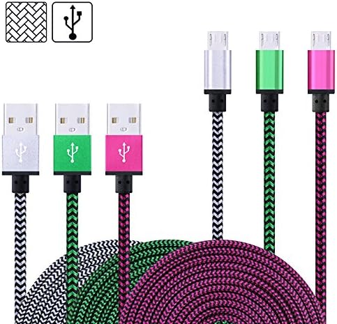 Micro USB Cable, AiGoo [3-Pack] Premium 6FT Nylon Fabric Braided USB 2.0 A Male to Micro B Sync Data &amp; Charger Cable for Samsung Galaxy, HTC, Motorola, Sony, Nokia, Blackberry and More Android Devices