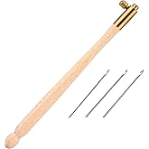 meekoo Tambour Hook with 3 Needles 70# 90# 100# Tambour Embroidery Kit(1) | Crochet Hook Kit, Sequin Beads Needle Set, for Embroidery, Sewing, Crafting, Handmade Artwork, Making Gifts for Protect Hands