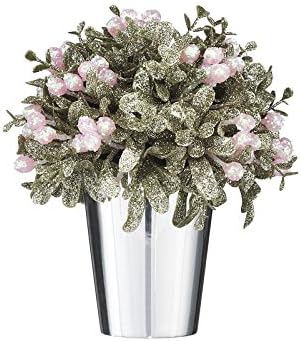 Kissing Krystals 6" Glittered Plastic Topiary in Silver-Tone Pot (Pretty in Pink)