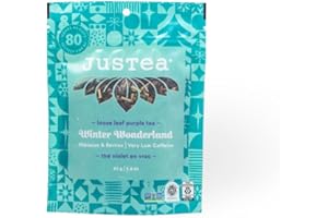 JusTea WINTER WONDERLAND | Loose Leaf Purple Tea | Recyclable Refill Pouch | 40+ Cups (2.8oz) | Very Low Caffeine | Award-Winning | Fair Trade | Non-GMO