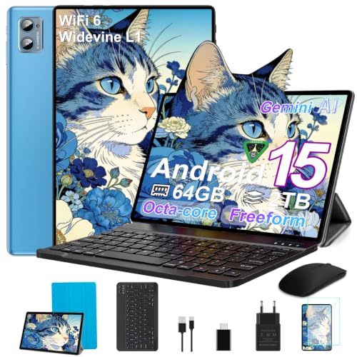 SUAAT 2026 Tablet Android 15 Octa Core Tablets 10 Zoll Blau