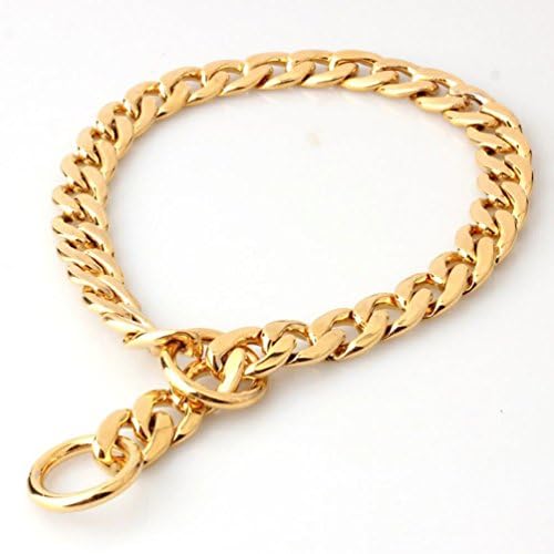 Full Gold Solid Stainless Steel Heavy Duty 15mm Dog Choke Chain Collar Pet Necklace for Pit Bull, Mastiff, Bulldog, &amp; Big Breeds