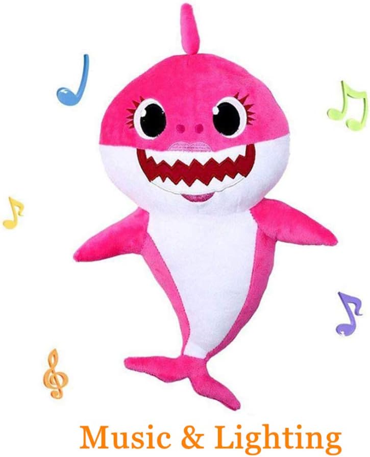 AMZYY Baby Shark Cartoon Plush Toys Soft Sharks Singing And Glowing Dolls Kids Infant Toy Children's Gifts,Pink