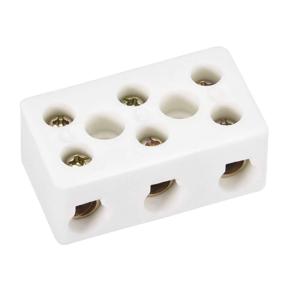 sourcing map 3 Way Ceramics Terminal Blocks High Temp Porcelain Ceramic Connectors for Electric Wire Cable