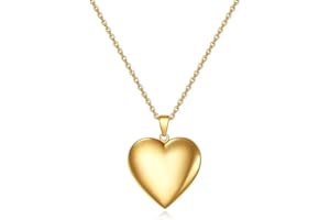 KunBead 20 inch Love Open Heart Photo Locket Necklace with Picture inside-Stainless Steel for Women