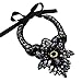 Holylove 7 Vibrant Colors Fashion Women Ribbon Tie Stunning Statement Necklace with Glass Beads