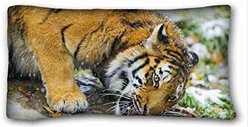 Generic Personalized ( Animals tiger meats food predator snow ) Zippered Body Pillow Case Cover Size 20"X36" suitable for Twin-bed PC-Green-18092