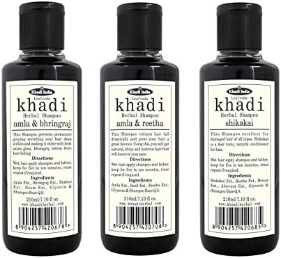 LEAFVEDA Khadi Herbal Combo Amla Bhringraj and Reetha and Shikakai Shampoo (630 ml)
