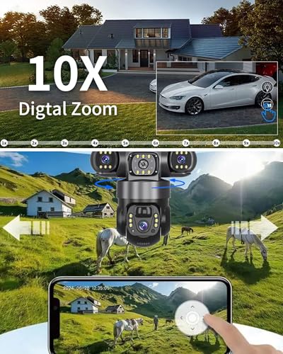 Solar Camera 4G Sim Outdoor 3 Lens 3 Screen 10X Zoom PIR Human Detect Cameras Waterproof Night Vision CCTV Security Protection