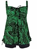 Firpearl Women's Bathing Suit Paisley Print Plus Size Modest Swimwear 2 Piece Tankini Swimsuit
