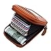 DEEZOMO DKER Genuine Leather Mini Credit Card Case Organizer Compact Wallet with ID Window - Brown