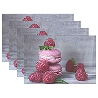 RH Studio Plate Pad Macarons Almond Biscuits Raspberries Heat-Resistant Table Placemats Set of 4 Stain Resistant Table Mats Washable Eat Mat Home Dinner Decorative