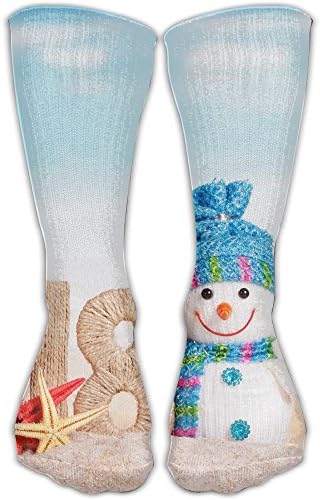 Cocktail Christmas 2018 New Year Snowmen Sand Knee High Sports Compression Socks For Womens Mens Fashion Adult Stocking For Running,Stance,Cycling,Yoga,Soccer-Knee