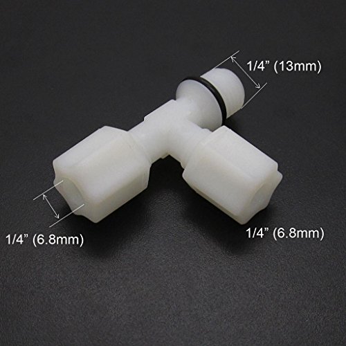 5 PCS Quick Connect PT1/4" - 1/4" Tee Union For Reverse Osmosis RO Water Filter