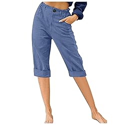 FOCLMP Womens Summer Capris Pants Dressy Causal