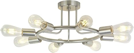 Bonlicht 8 Light Sputnik Chandelier Brushed Nickel Semi Flush