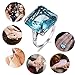 SZJINAO Sterling Sliver Rings Vintage Synthetic Blue Topaz Big Stone Rings for Women Silver Jewelry Wedding Gift