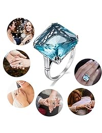 SZJINAO - Anillo de plata de ley 925 para mujer, diseño de aguamarina
