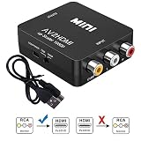 TraderPlus RCA to HDMI Converter Adapter 3 RCA AV CVBS Composite Video to 1080p and 720p HDTV with USB Charge Cable for PC Laptop Xbox PS4 PS3 TV STB VHS VCR Camera DVD - Black