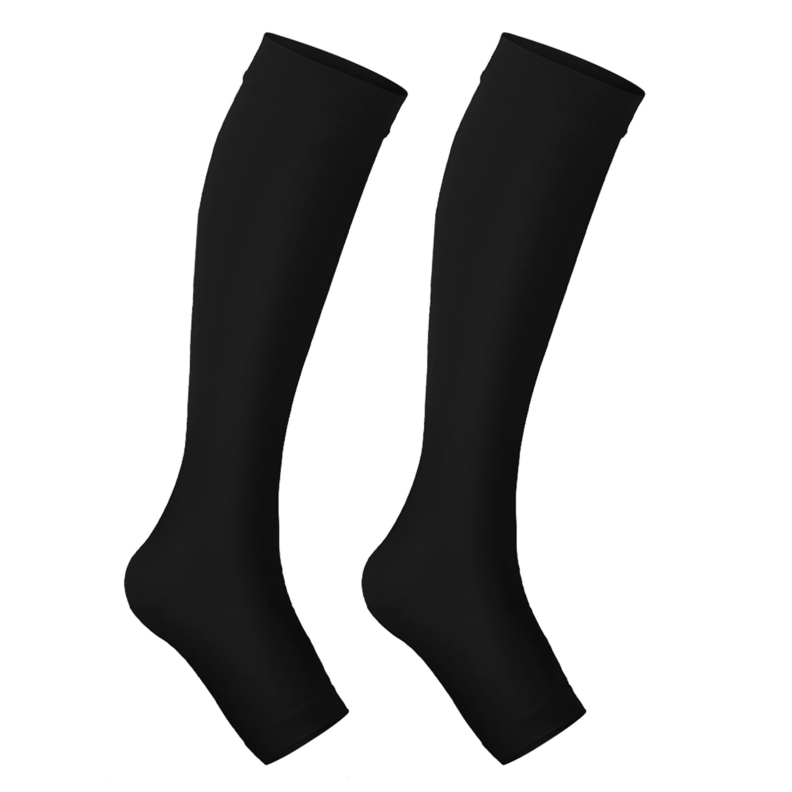 Ejoyous Open Toe Knee High Calf Compression Socks for Women & Men, 20-30mmHg Graduated Support Hosiery for Varicose Veins Edema Flight Pregnancy (Black)