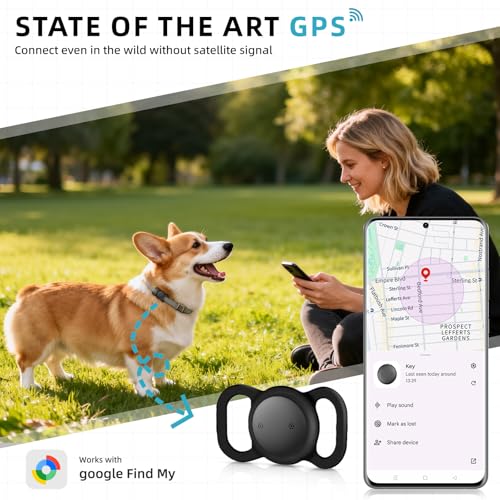 Dog Tracker Without Subscription - Compatible with Google Find Hub (Android Only) - SmartTag GPS Dog Tracker with Waterproof Silicone Protective Case (Pack of 1)
