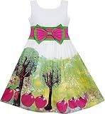 Sunny Fashion Girls Dress Apple Tree Print Bow Tie Summer Sundress