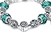 Vintage European Fashion Green Murano Glass Charm Heart Beaded Silver Plated Diy Bracelet 7.87