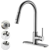 Havin Brushed Nickel Kitchen Faucet with Pull Down Sprayer, High Arc Stainless Steel Material, with cUPC Ceramic Cartridge,Fit for 1 or 3 Holes Kitchen Sink or Laundry Sink or bar Sink Faucet