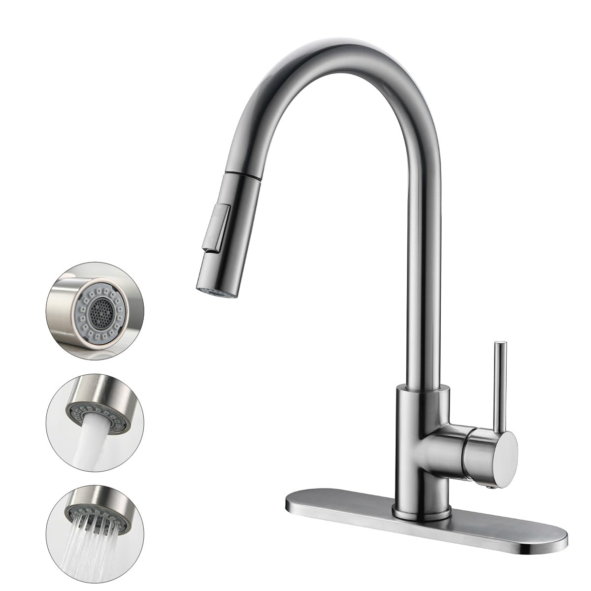 Photo 1 of Havin Brushed Nickel Kitchen Faucet with Pull Down Sprayer, High Arc Stainless Steel Material, with cUPC Ceramic Cartridge,Fit for 1 or 3 Holes Kitchen Sink or Laundry Sink or bar Sink Faucet