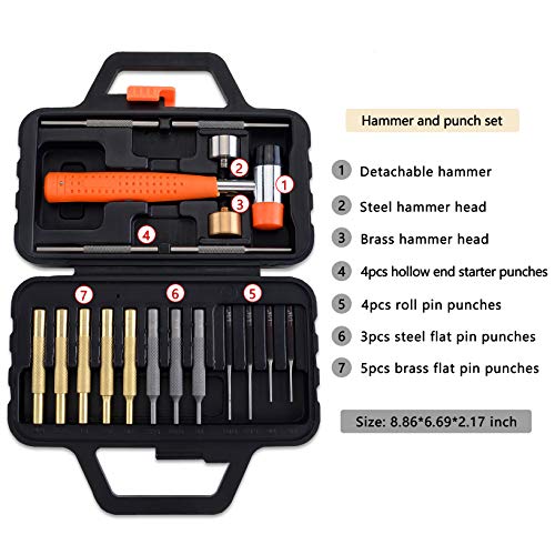 Pridefend Punch Set, Hammer with Brass Steel Nylon and Rubber