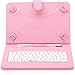 iRULU Leather USB Keyboard Case for 8-9 Inch Touch Screen Tablet with Buttons and Stand -Pink