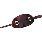 Parcelona French Classic Oval Brown Tortoise Shell Bun Cover Holder Hair Slider Pin Thru Hair Barrette Clip with Stick