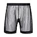 FEESHOW Men's See-Through Mesh Loose Shorts Underwear Cover up Boxer Trunks Black Medium