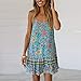 Womens Boho Beach Dress - Floral Spaghetti Strap Sleeveless V Neck A line Swing Casual Sundress Beachwear