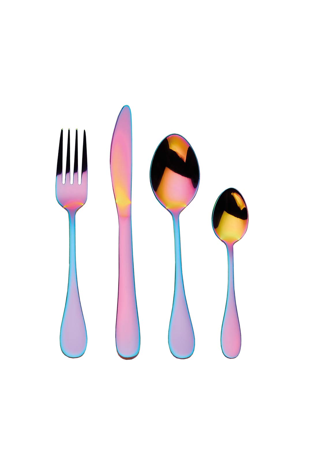 Mikasa Rainbow Cutlery Set, Iridescent Stainless Steel, Knives, Forks, Spoons, Teaspoons, Dishwasher Safe, 16pc Set for 4