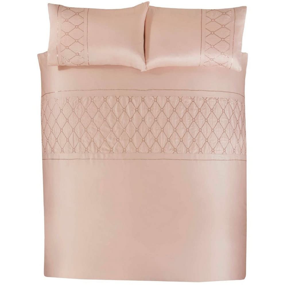 Rapport Home Belle Maison Monaco Blush Sequined Diamond Geometric Super King Duvet Cover Set Bedding Set