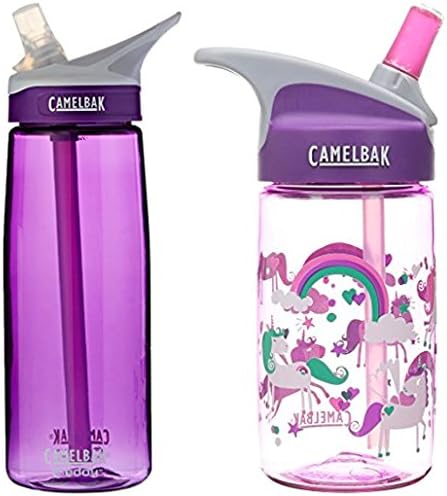 Bundle Includes CamelBak Eddy Water Bottle, Acai, .75-Liter and CamelBak Kids Eddy Water Bottle, 0.4 L, Unicorns