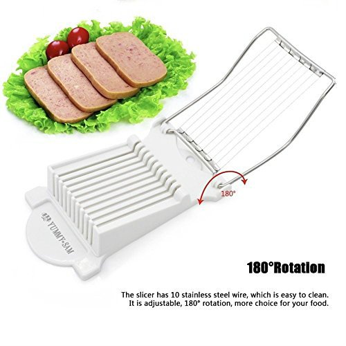 Luncheon Meat Slicer Boiled Egg Fruit Slicer Soft Food Cheese Sushi Cutter Canned Meat Cutting Machine with 10 Singing Cutting Wires ( White)
