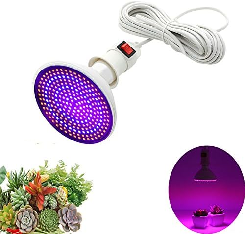 Grow Light E26/E27 Round LED Full Spectrum Plant Growing Light Bulb for Hydroponic House Plant and Indoor Gardens Replicates Natural Sunlight Energy Efficient and Long Lasting (26W+Socket)