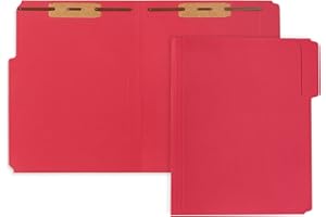 BLUE SUMMIT SUPPLIES 50 Red Fastener File Folders - 1/3 Cut Reinforced Tab - Durable 2 Prongs Bonded Fastener Designed to Organize Standard Medical Files, Law Client Files, Office Reports - Letter Size, Red, 50 Pack