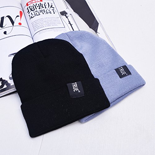OrliverHL Unisex Cuff Warm Knit Plain Skull Beanie Toboggan Knit Hat/Cap,Black